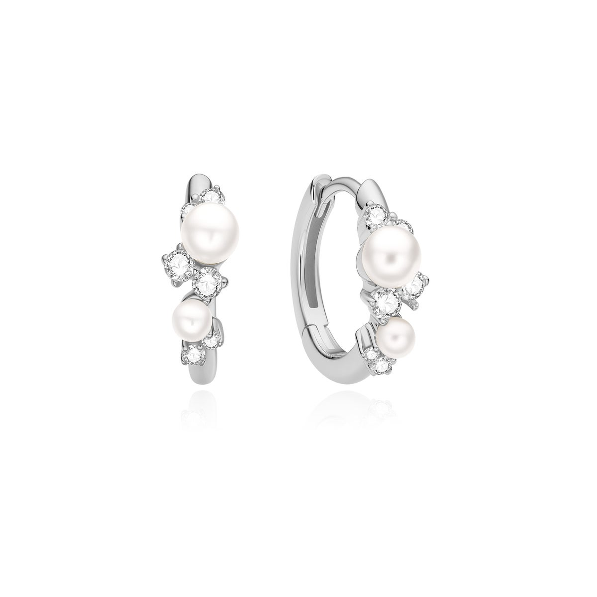 ANIA HAIE STERLING SILVER SHELL PEARL CLUSTER HUGGIE HOOP EARRINGS