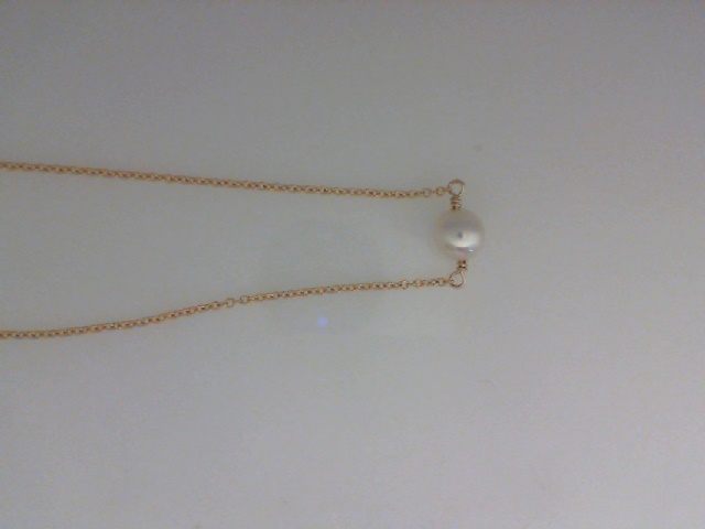 DEE BERKLEY 19" GOLD FILLED NECKLACE WITH TWO 3MM GOLD FILLED BEADS WITH ONE ROUND PEARL GEMSTONE