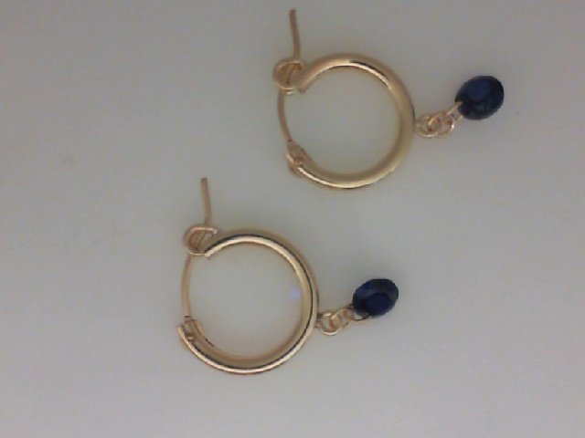 DEE BERKLEY GOLD FILLED SMALL CHUNKY HOOPS WITH SAPPHIRE GEMSTONE DROPS