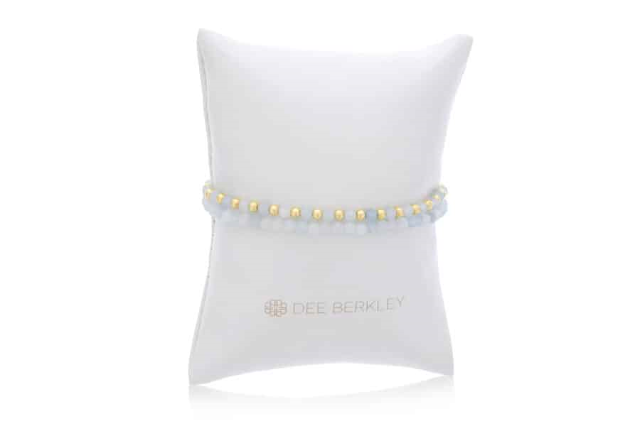 DEE DERKLEY SET OF 2 3MM FACETED AQUAMARINES WITH GOLD FILLED BEADS