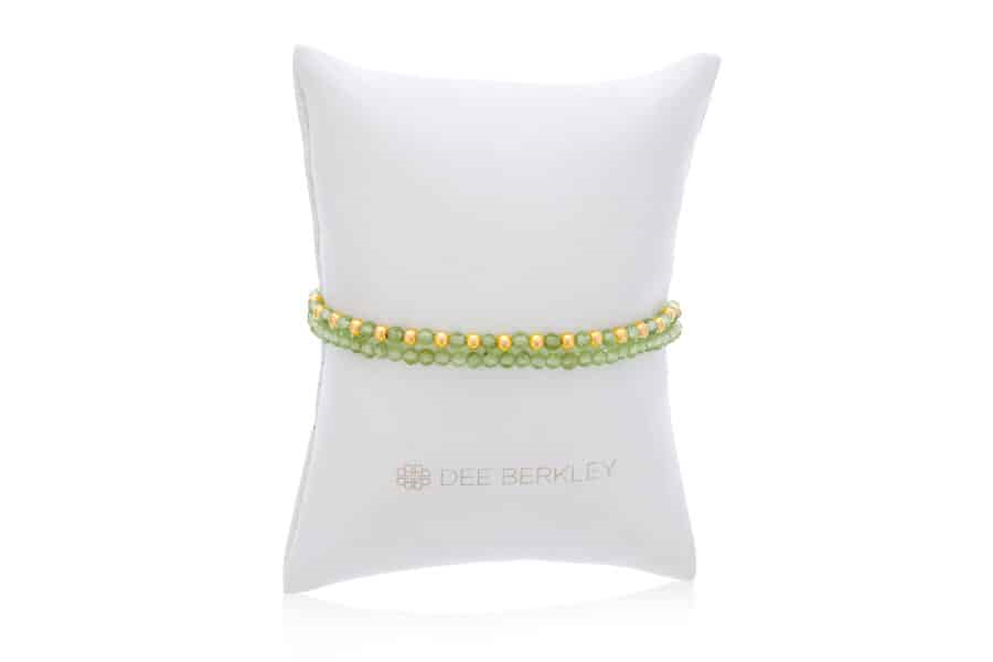 DEE DERKLEY SET OF 2 3MM FACETED PERIDOT BEADS WITH GOLD FILLED BEADS