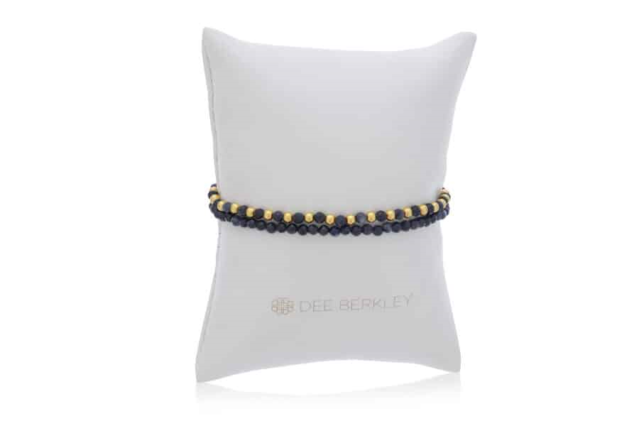 DEE DERKLEY SET OF 2 3MM FACETED SAPPHIRE BEADSS WITH GOLD FILLED BEADS