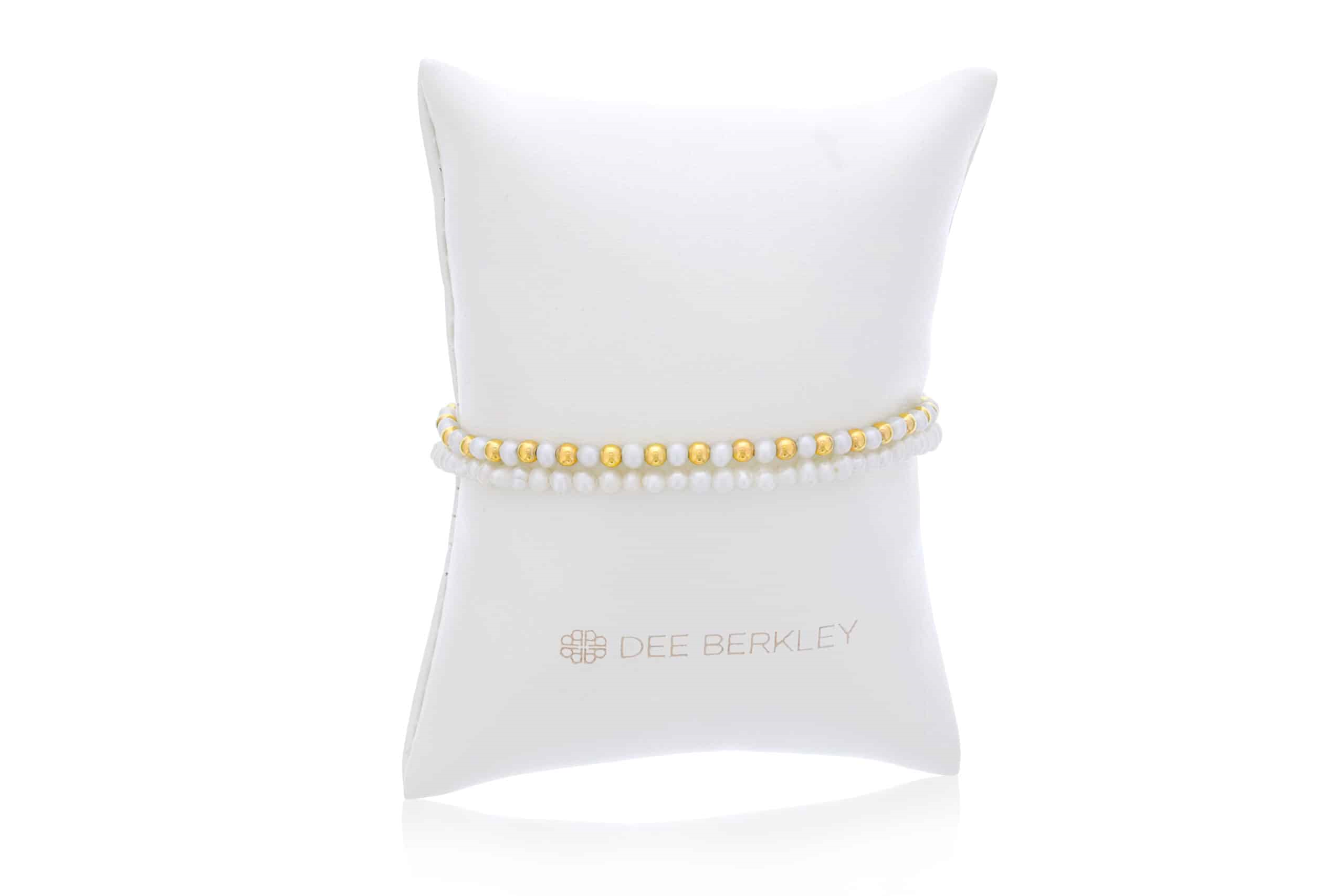 DEE DERKLEY SET OF 2 3MM PEARLS WITH GOLD FILLED BEADS