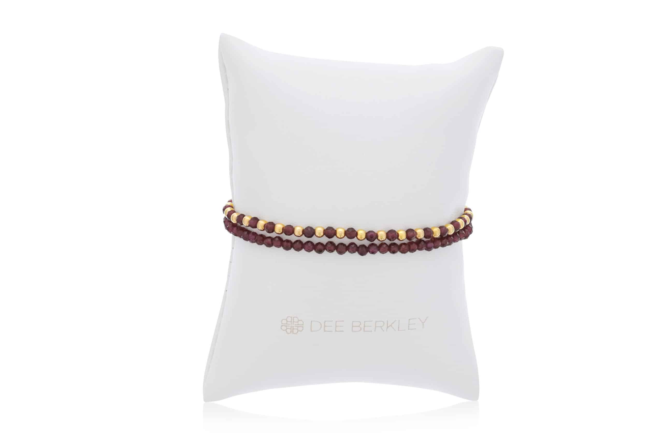 DEE DERKLEY SET OF 2 3MM FACETED GARNETS WITH GOLD FILLED BEADS