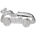 SILVER PLATED RACE CAR COIN BANK