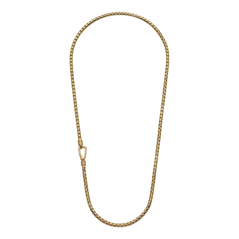 MARCO DAL MASO 20.5" ULYSSES CARVED TUBOLAR NECKLACE SILVER WITH 18K YELLOW PLATING MATTE CHAIN AND POLISHED CLASP