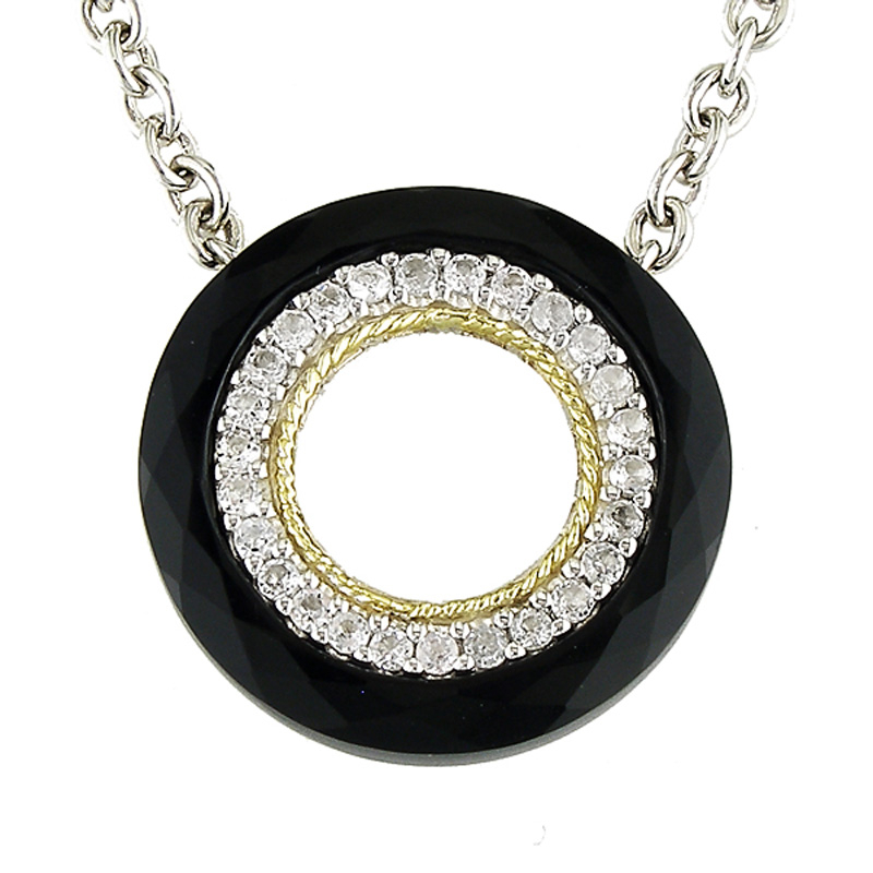 18K/Silver Onyx/White Topaz Necklace