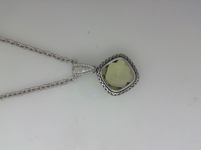 Silver Lemon Quartz/Diamond Necklace