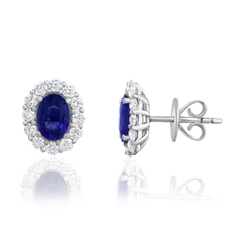 18k White Gold Halo Stud Earrings