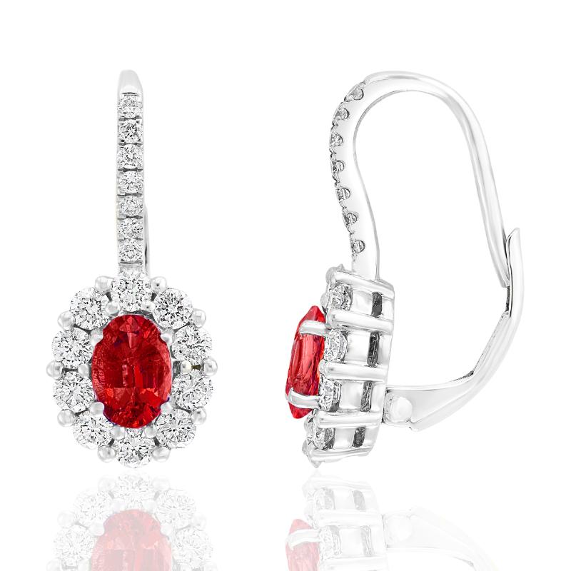18k White Gold Oval Cut Rubies An Ctw Earrings
