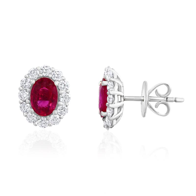 18k White Gold Small Halo Stud Earrings