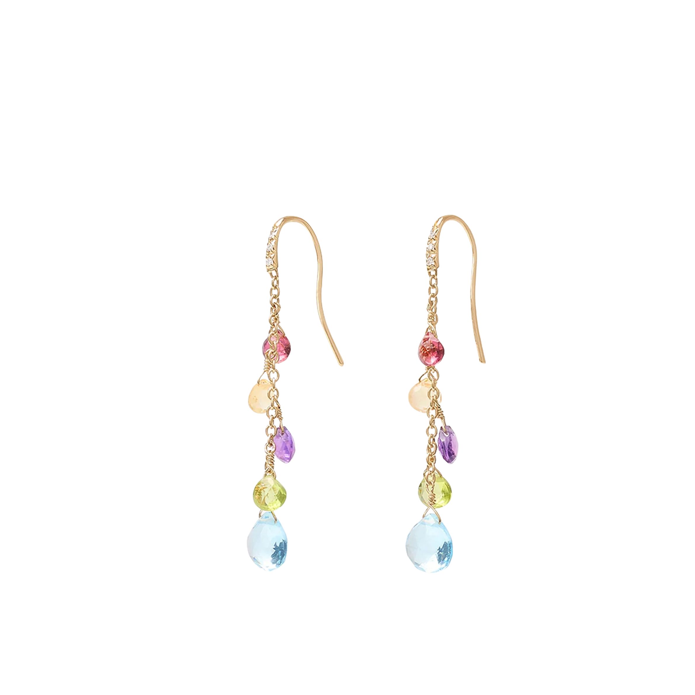 18k Yellow Gold Paradise Drop Gemstone And Diamond Earrings