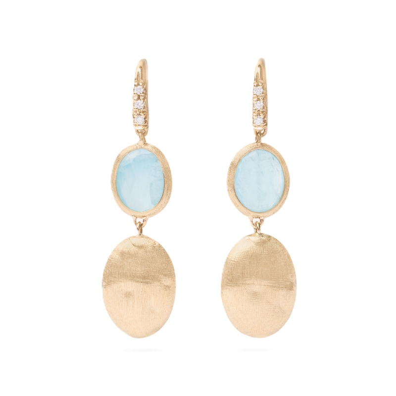 18k Yellow Gold Siviglia Aquamarine Diamond Accent Drop Earrings