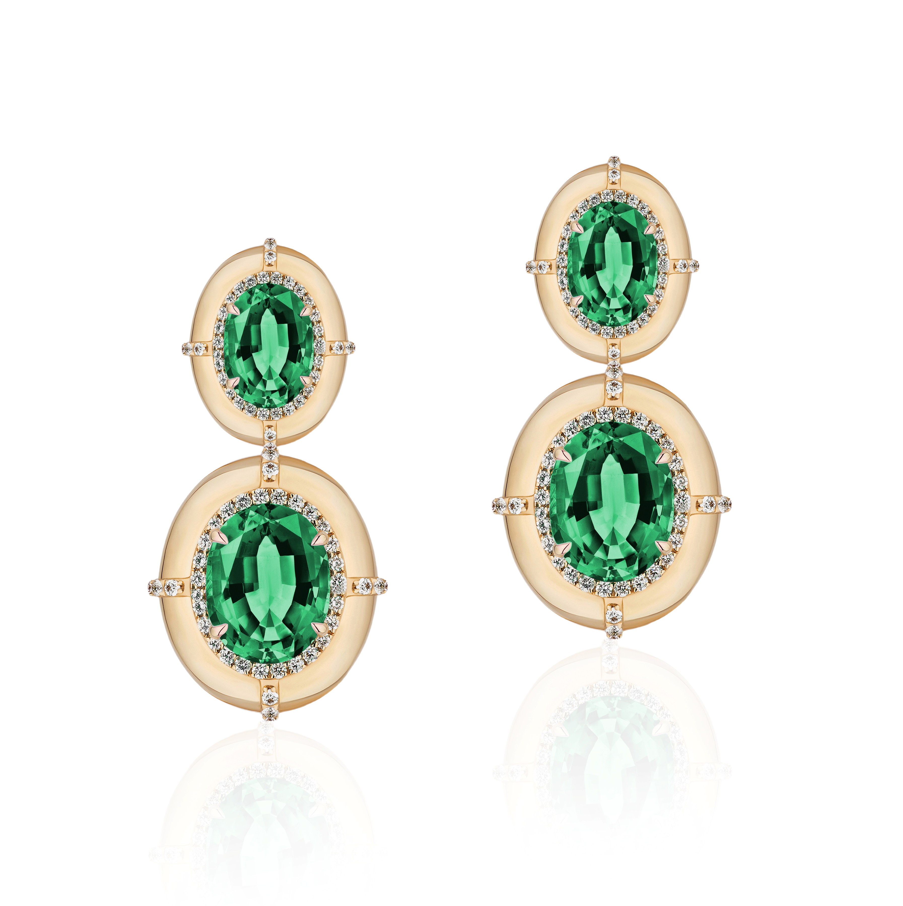 18k Yellow Gold Emerald Limited Edition Medallion Earrings