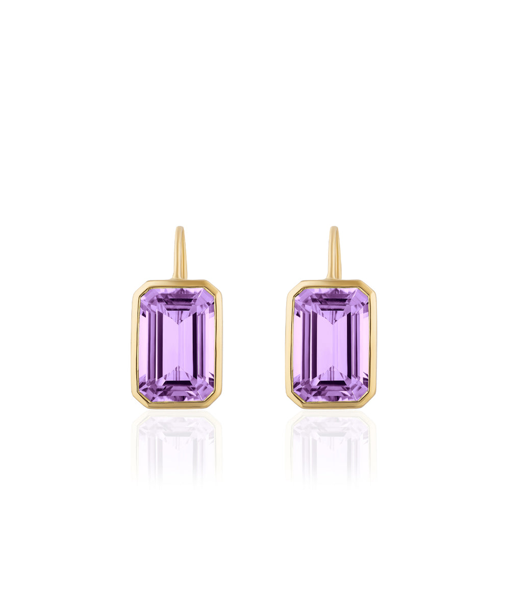 18k Yellow Gold Gossip Amethyst Earrings