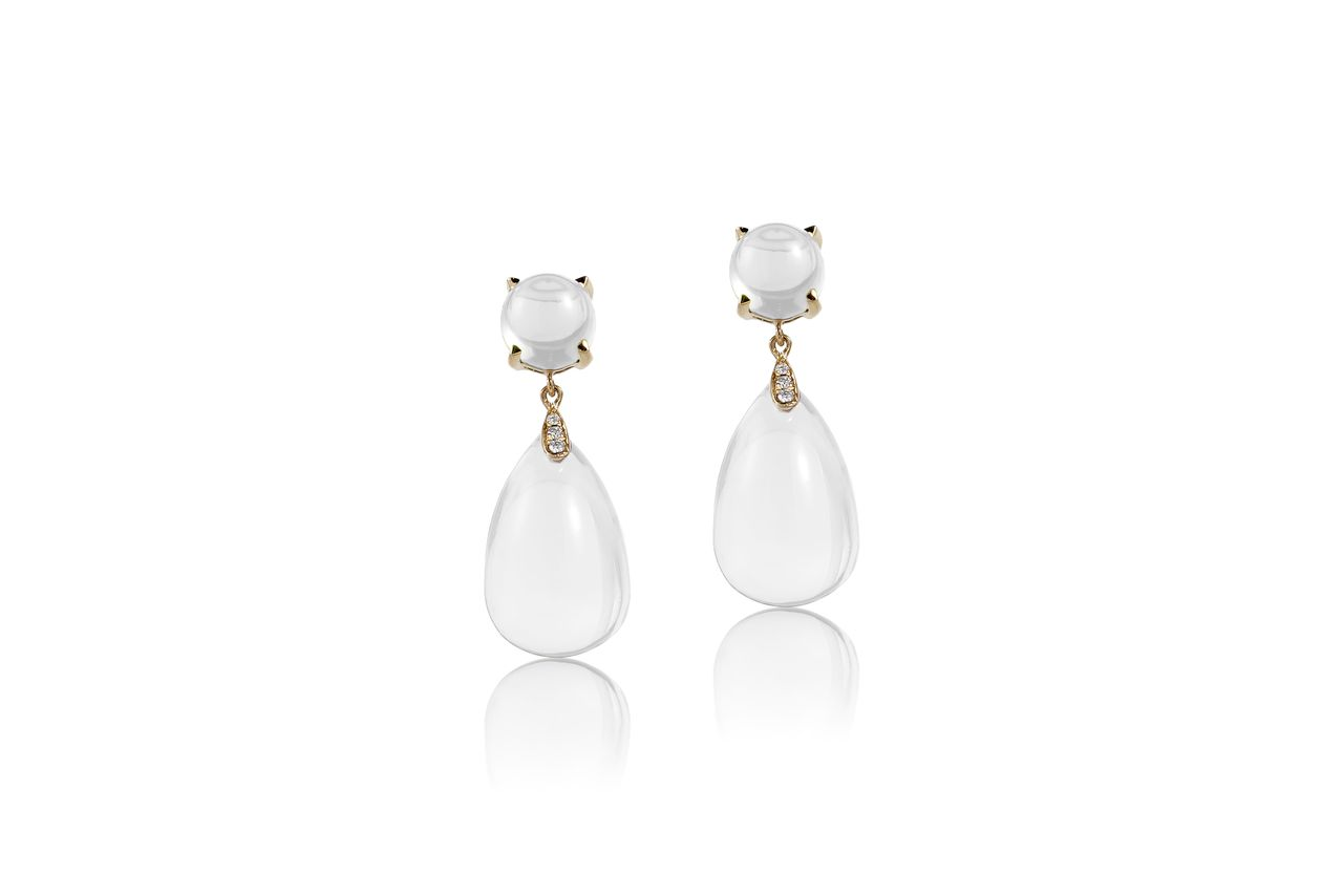 18k Yellow Gold Naughty Moon Quartz Drop Earrings