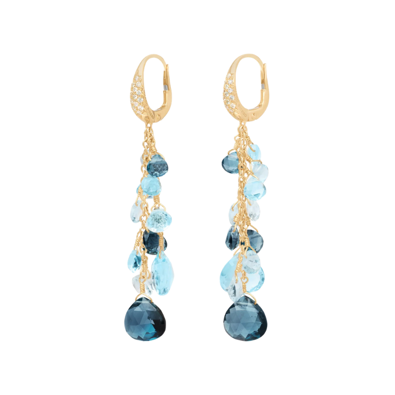 18k Yellow Gold Paradise Multi Strand Drop Earrings
