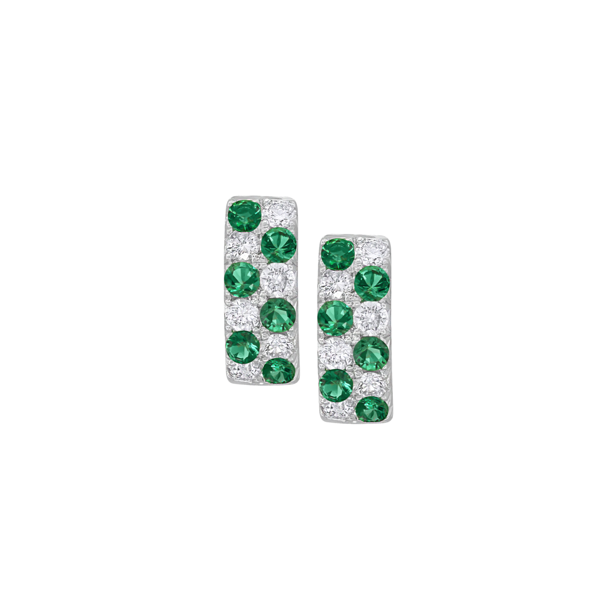 18k White Gold Emerald And Diamond Earrings
