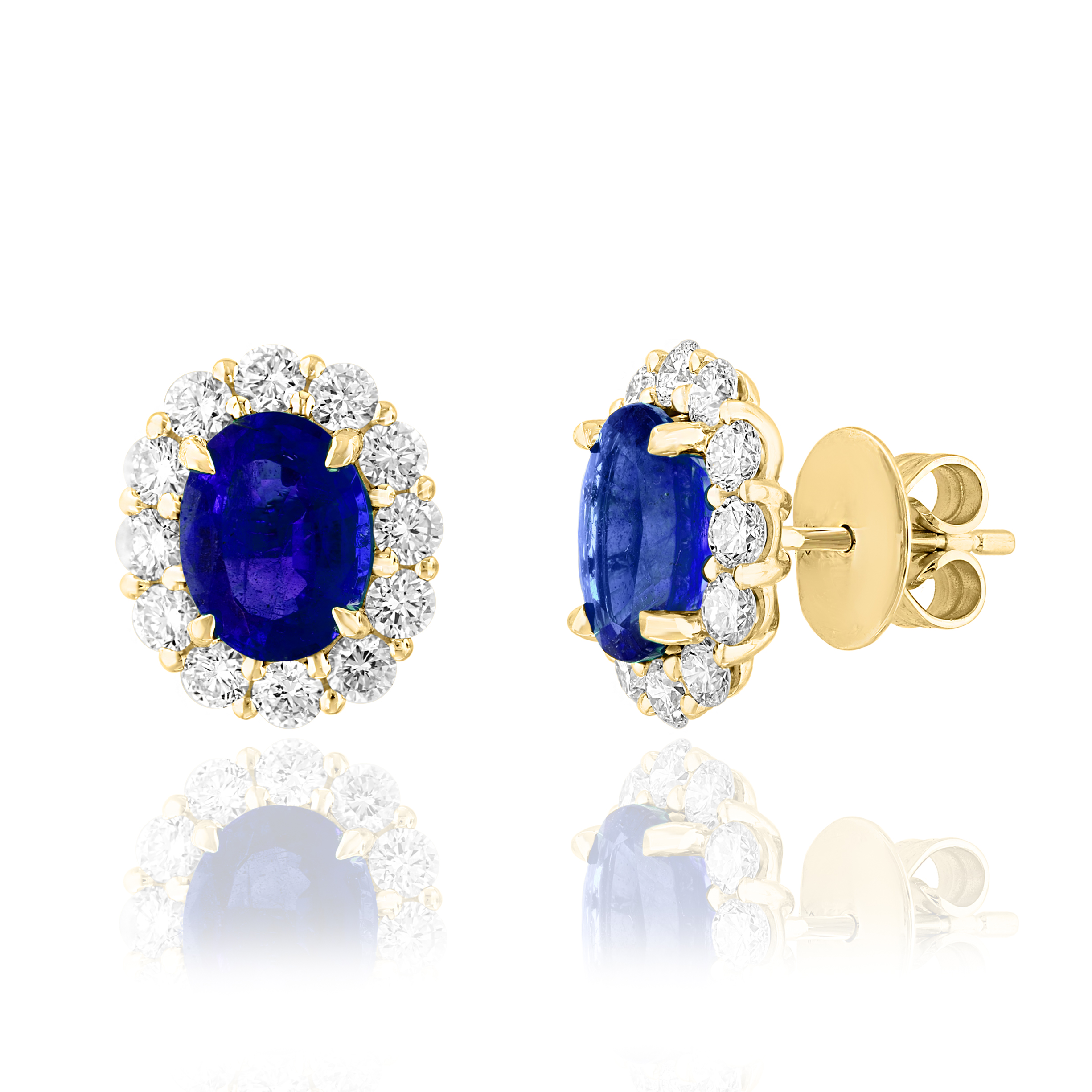 18k White Gold Sapphire Diamond Halo Earrings