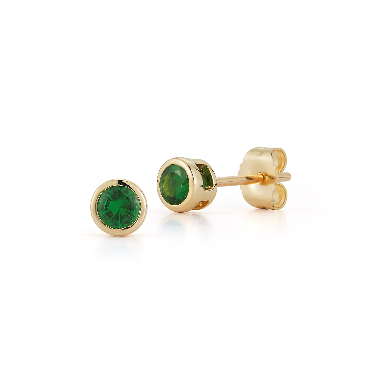 14k Yellow Gold Tsavorite Bezel Earrings