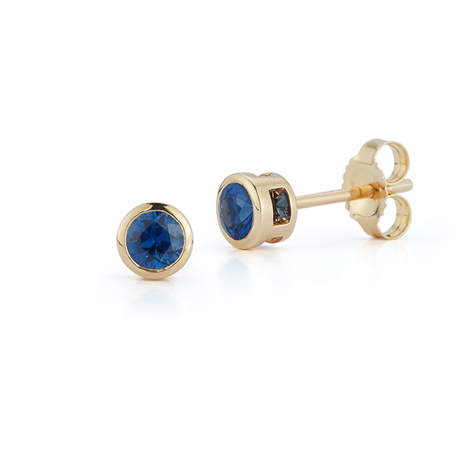 14k Yellow Gold Sapphire Bezel Set Earrings