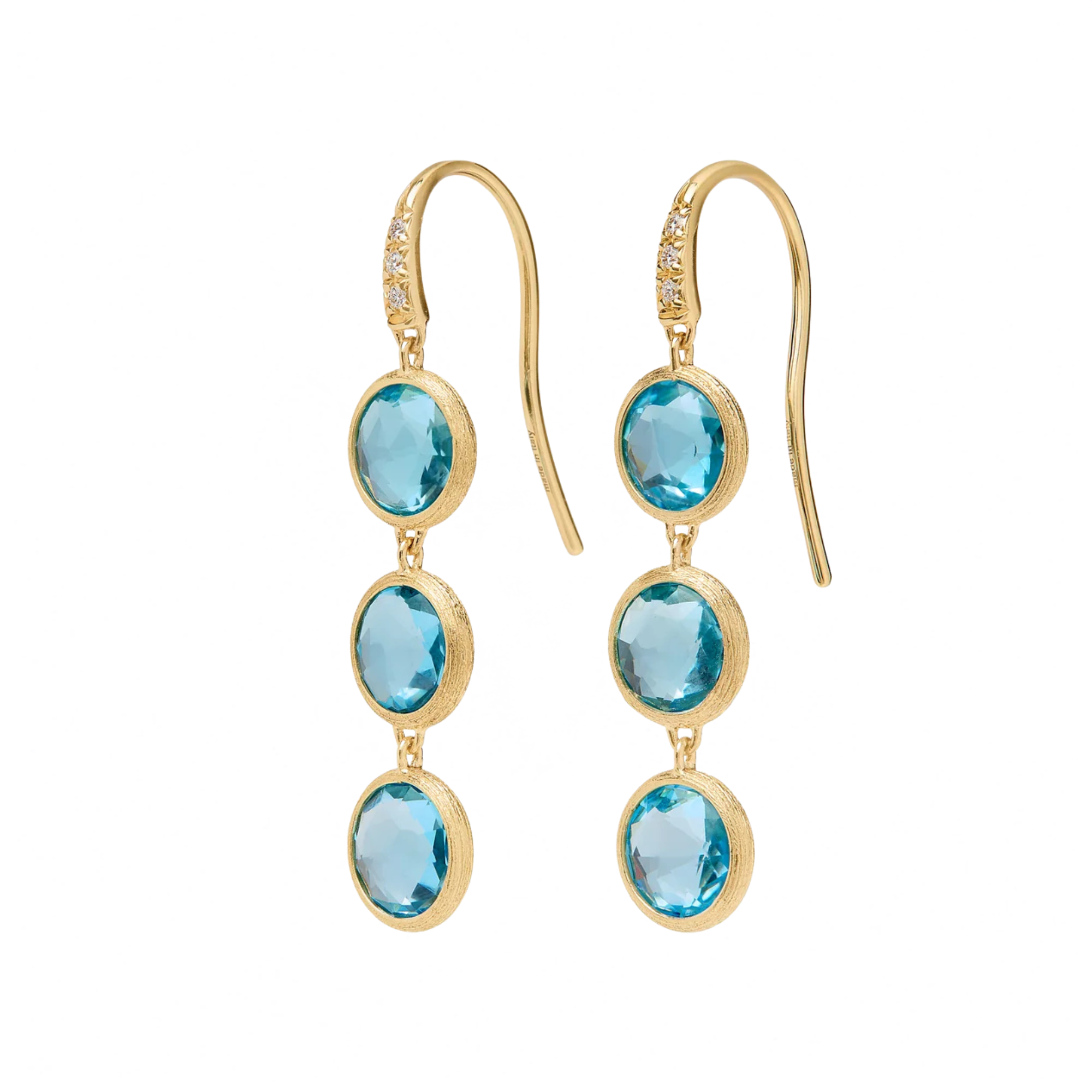 18k Yellow Gold Jaipur Blue Topaz Earrings