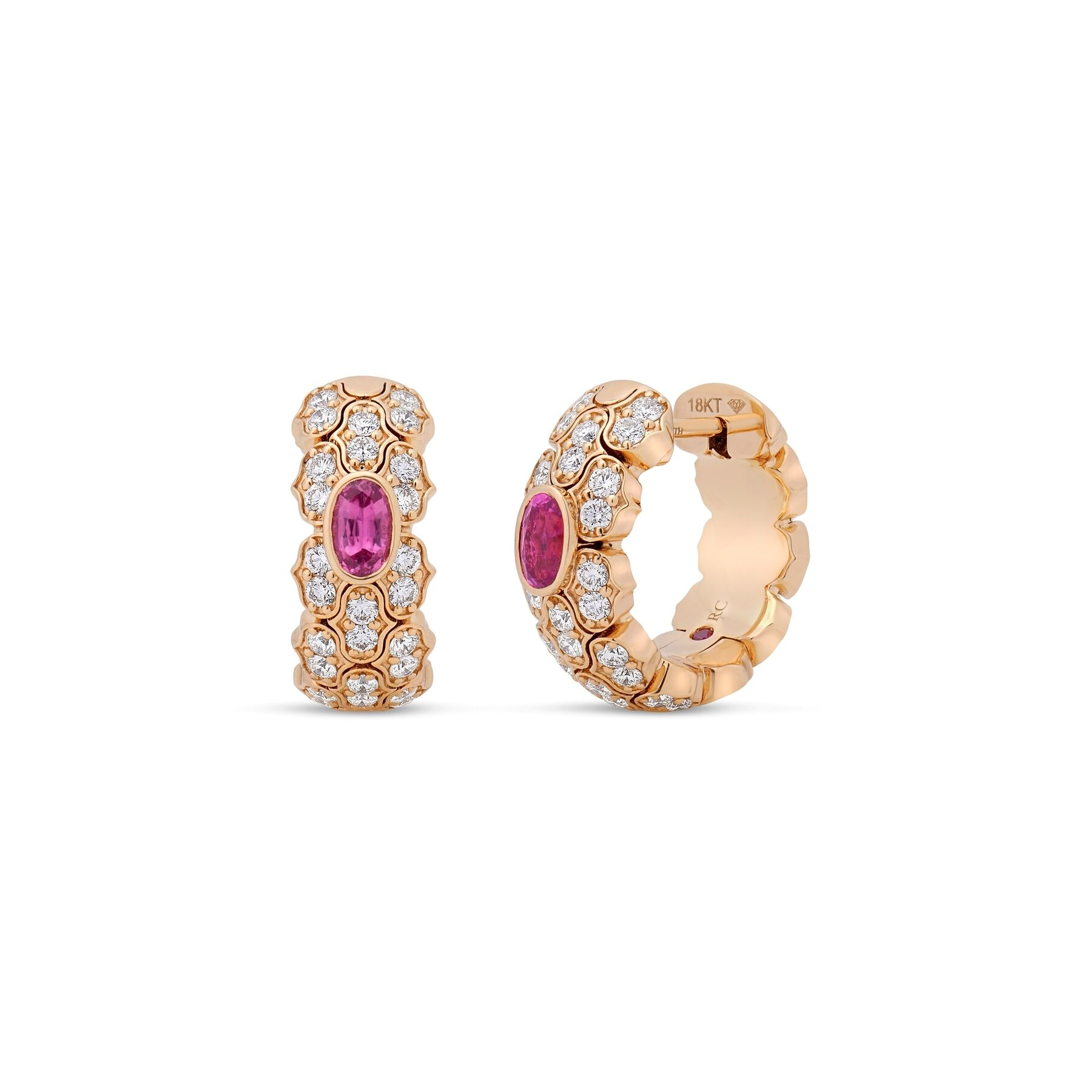 18k Rose Gold Cobra Rubellite Diamond Earrings
