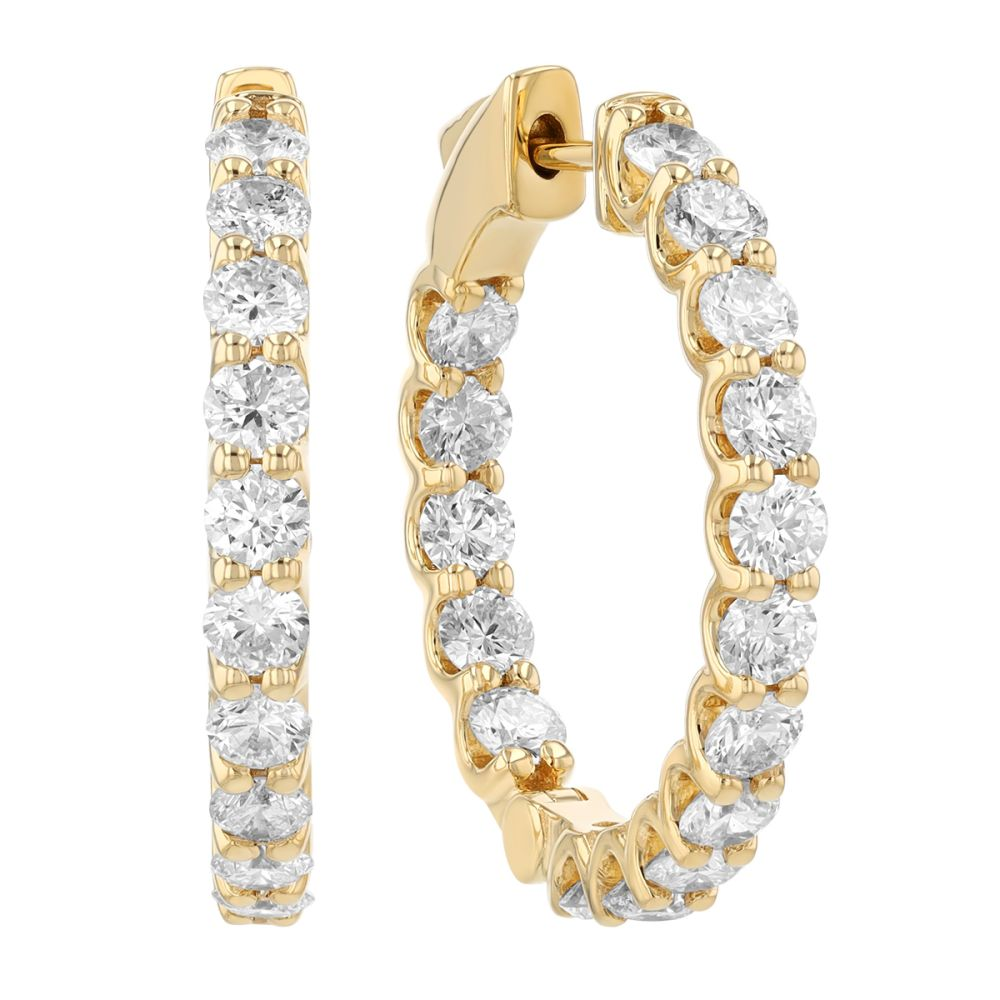 14k Yellow Gold 1.50ctw Diamond Inside Out U-prong Hoop Earrings