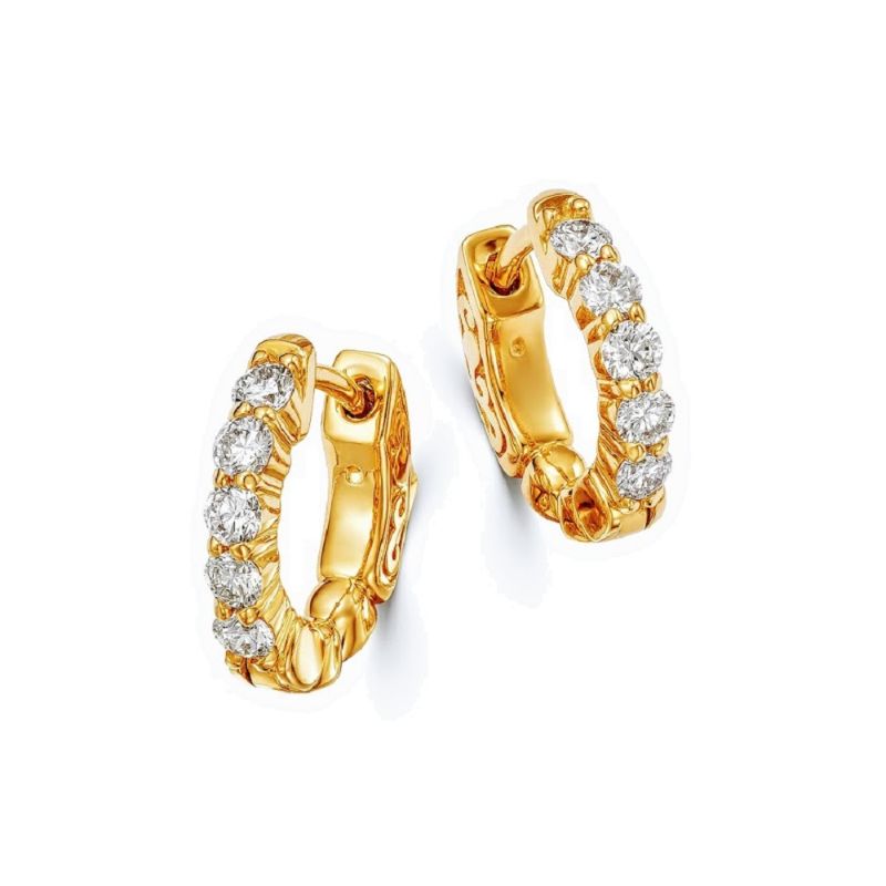 14k Yellow Gold 0.50ctw Diamonds Shared Prong Huggie Earrings