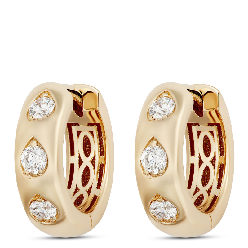 14k Yellow Gold Faux Flush Set Earrings