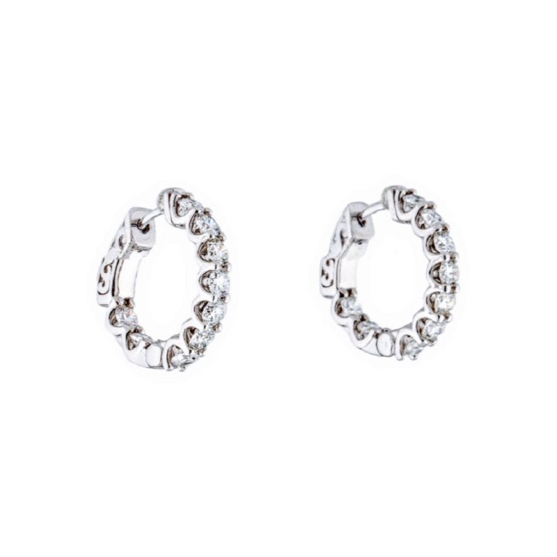 14k Yellow Gold 1.80ctw Diamond Inside Out U-prong Hoop Earrings