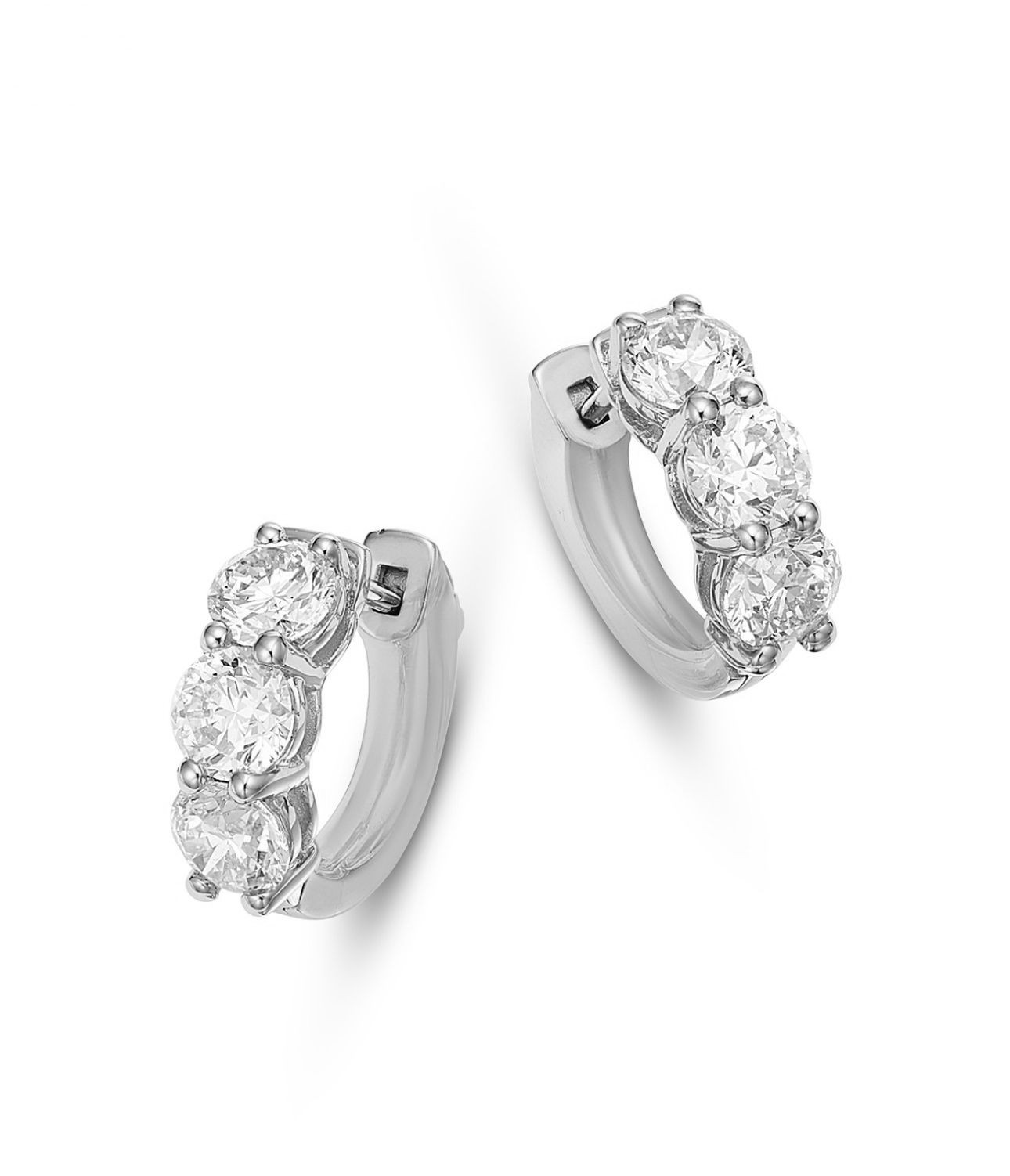 14k White Gold Diamond Hoop Earrings