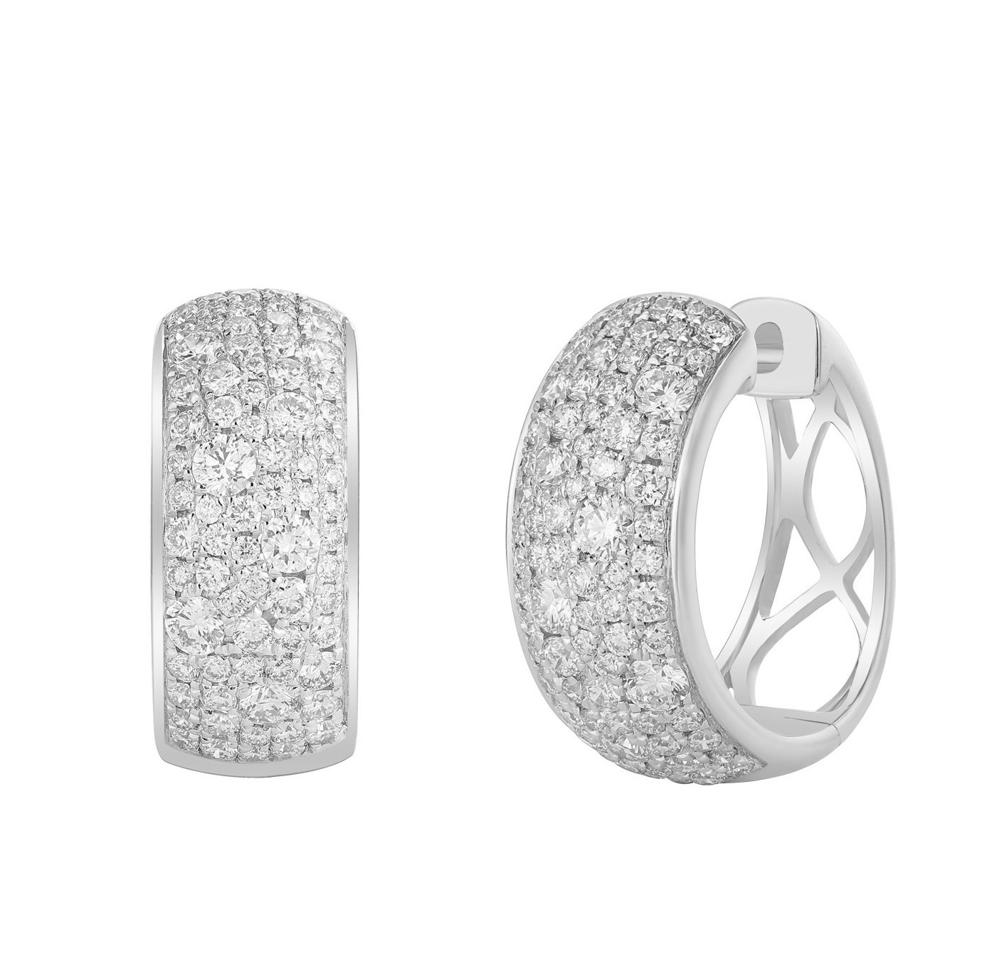 14k White Gold Diamond Wide Pave Earrings