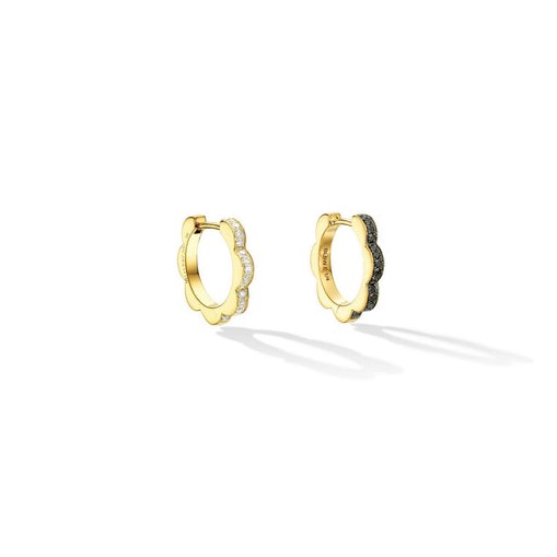 18k Yellow Gold Triplet Diamond Hoop Earrings