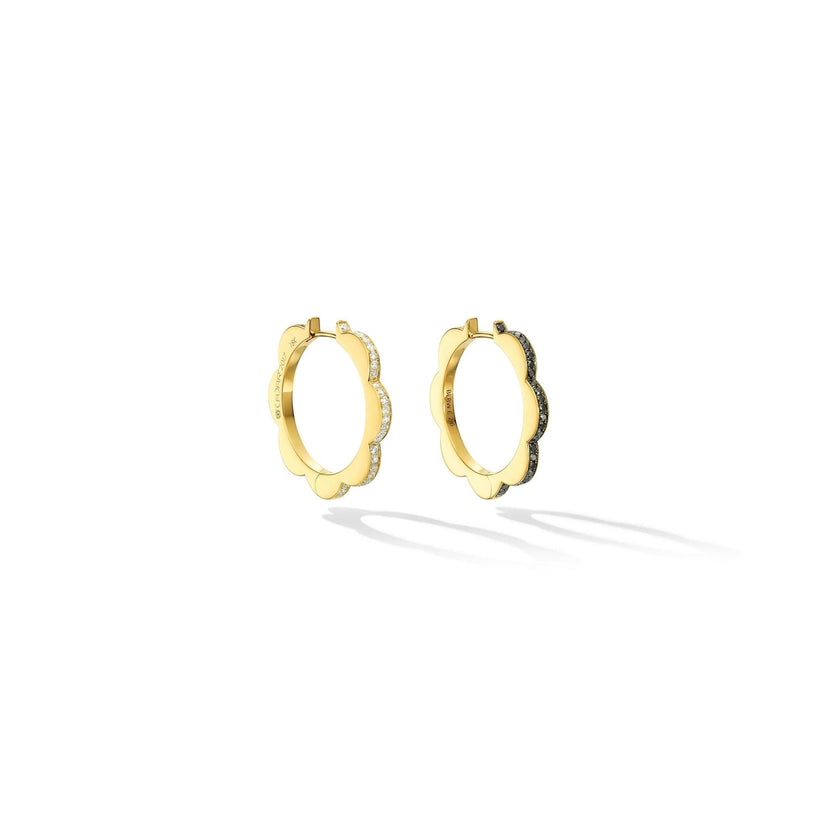 18k Yellow Gold Diamond Hoop Earrings