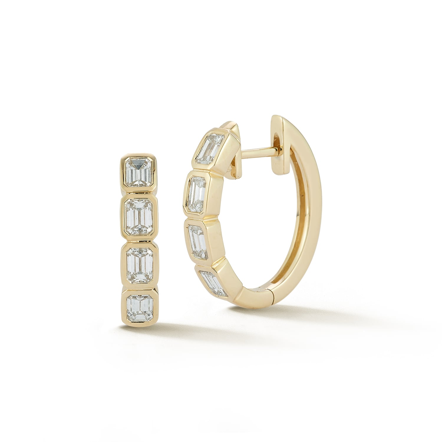 14k Yellow Gold Diamond Bezel Set Earrings