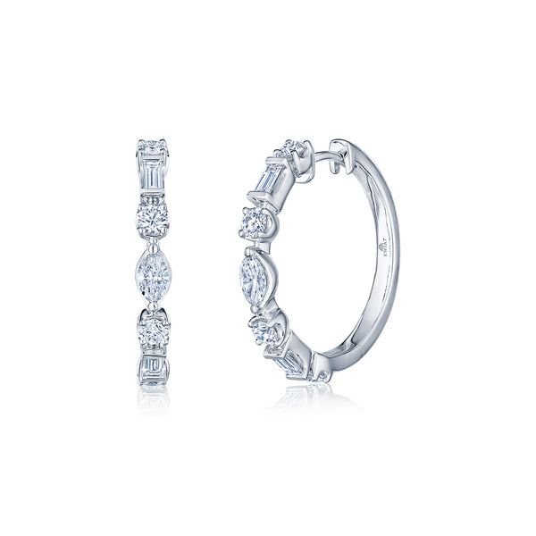18k White Gold Starry Night Diamond Mixed Shape Earrings