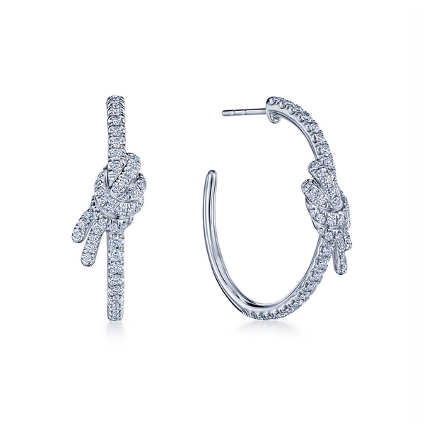 18k White Gold Entwine Diamond Hoop Earrings