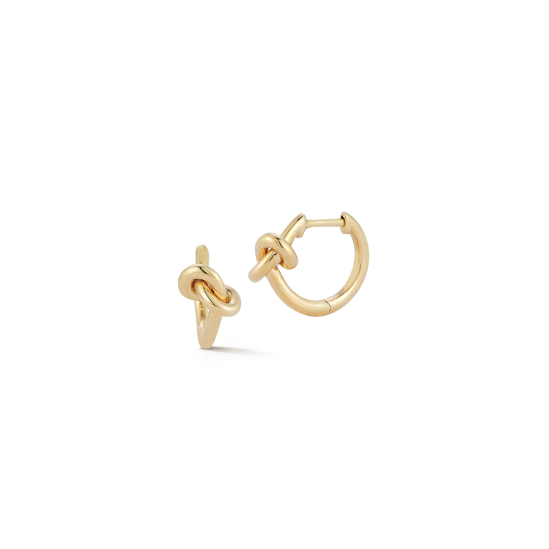 14k Yellow Gold Nana Bernice Knot Huggie Hoop Earrings