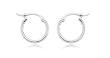 14k White Gold Small Tube Hoop Earrings