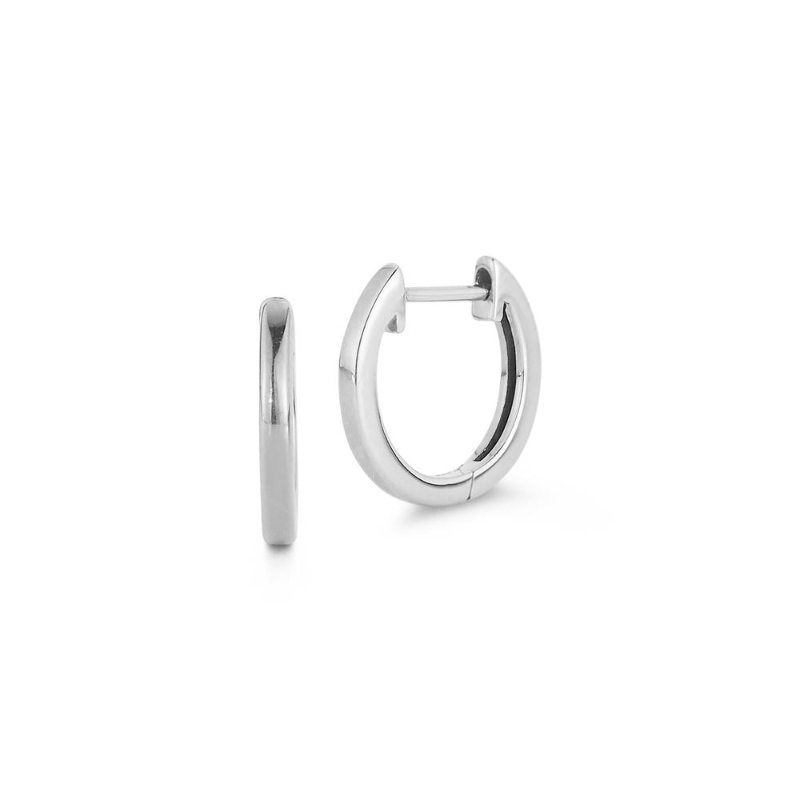 14k White Gold Plain Huggie Earrings