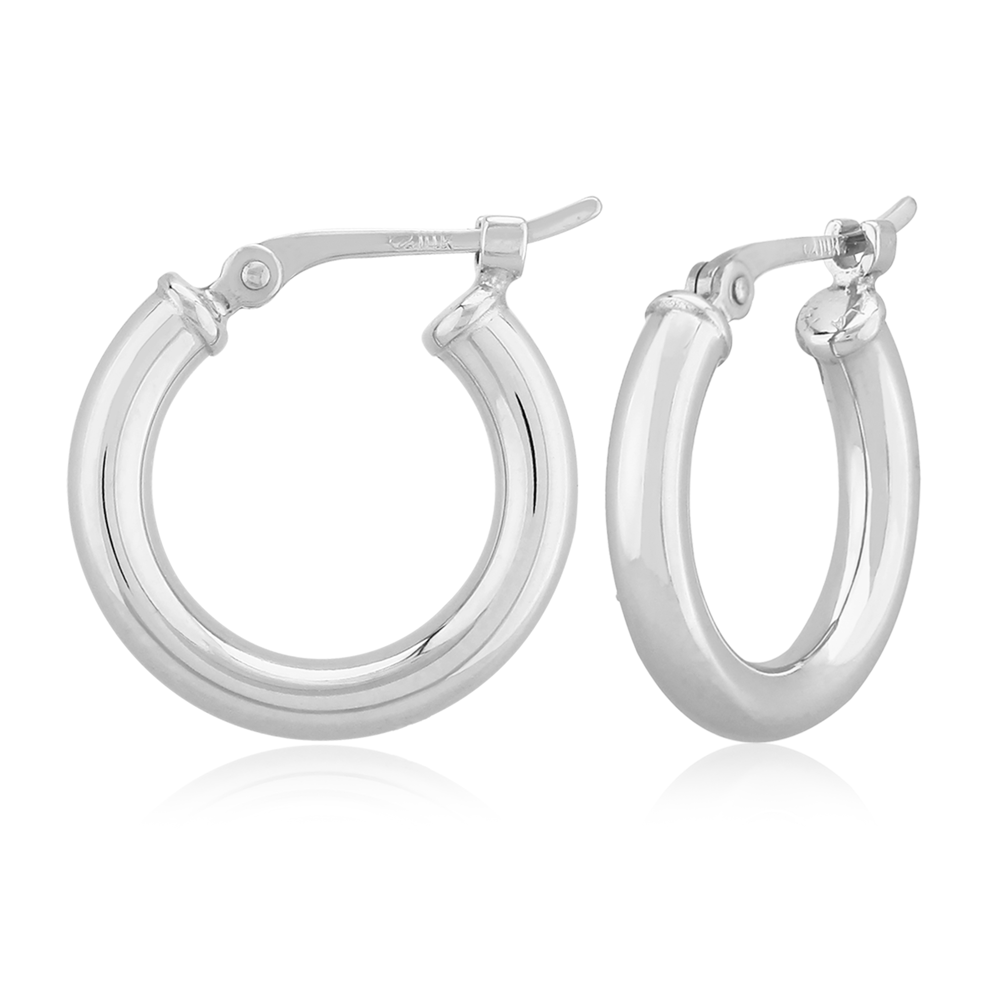 14k White Gold Small Hoop Earrings