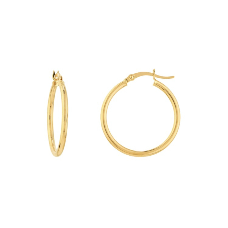 14k Yellow Gold Hollow Hoop Earrings