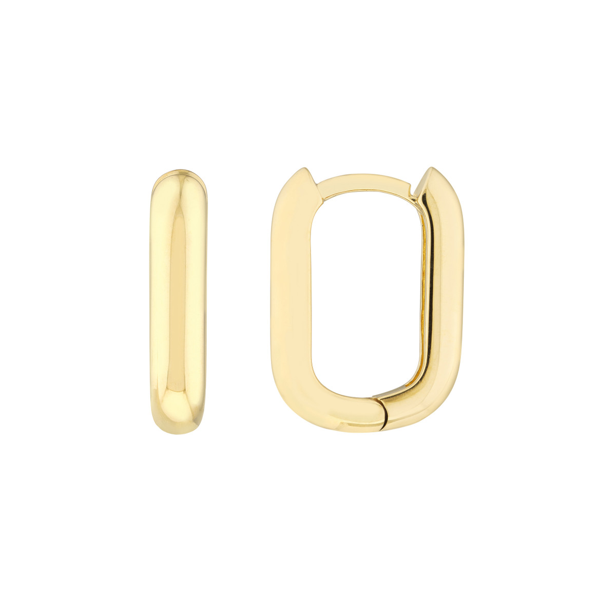14k Yellow Gold Oblong Polished Hoop Earrings