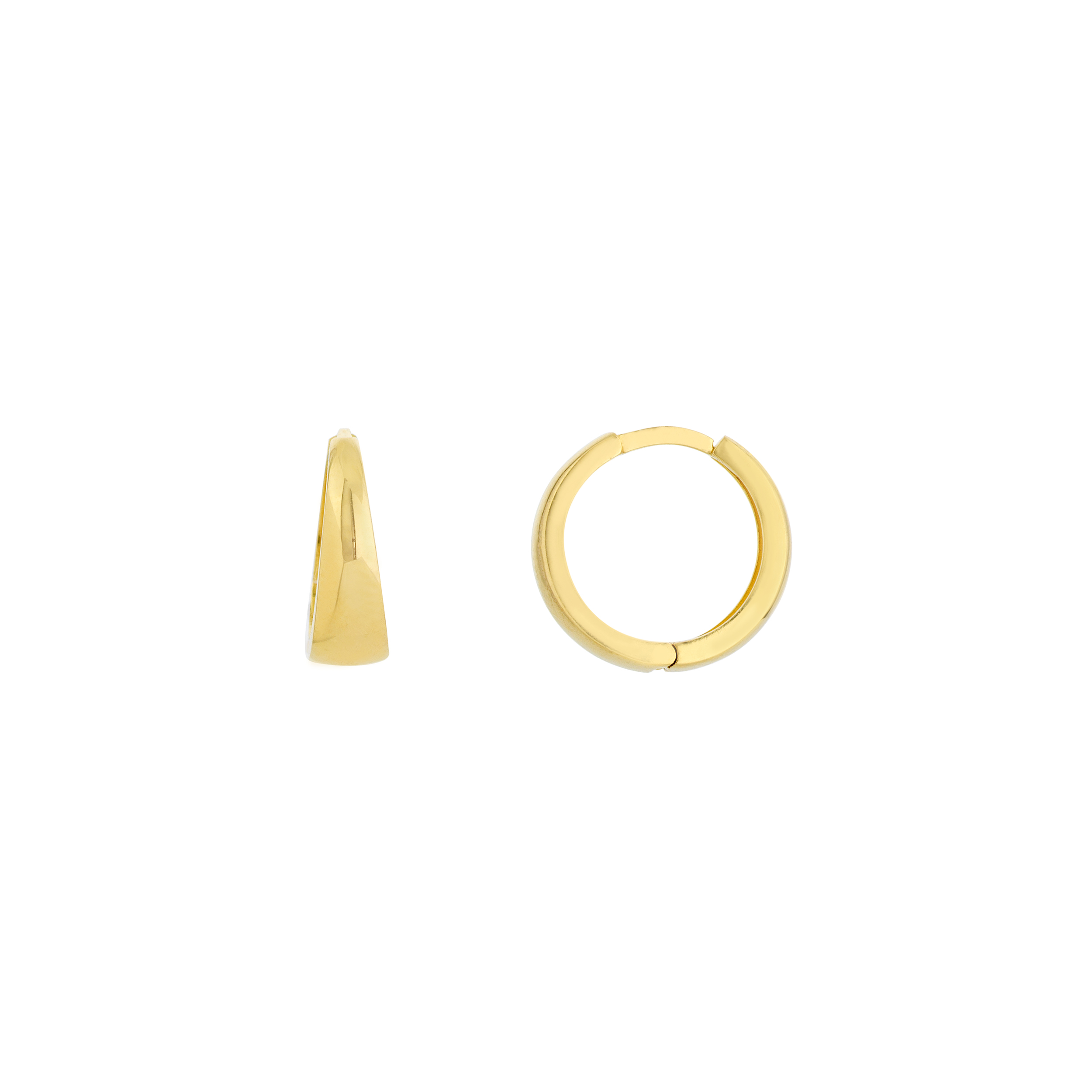 14k Yellow Gold Tappered Huggie Earrings