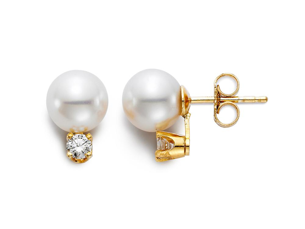 18k Yellow Gold Pearl Earrings