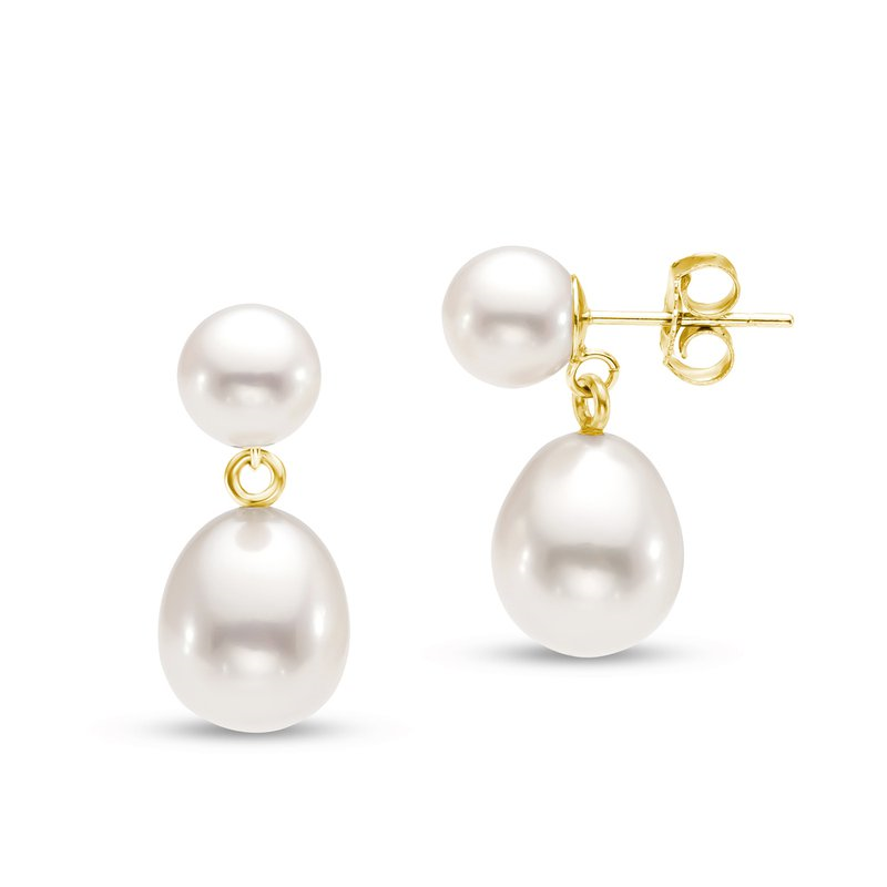 14k Yellow Gold Pearl Earrings
