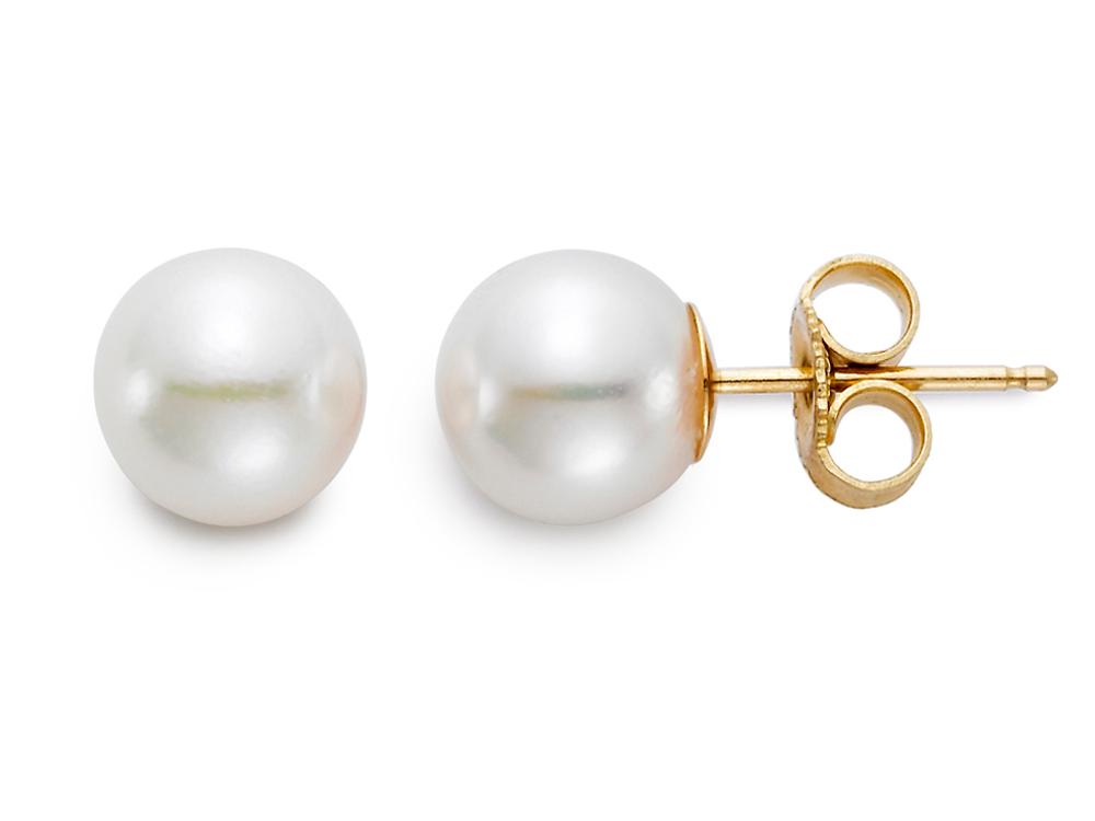 18k Yellow Gold Pearl Earrings
