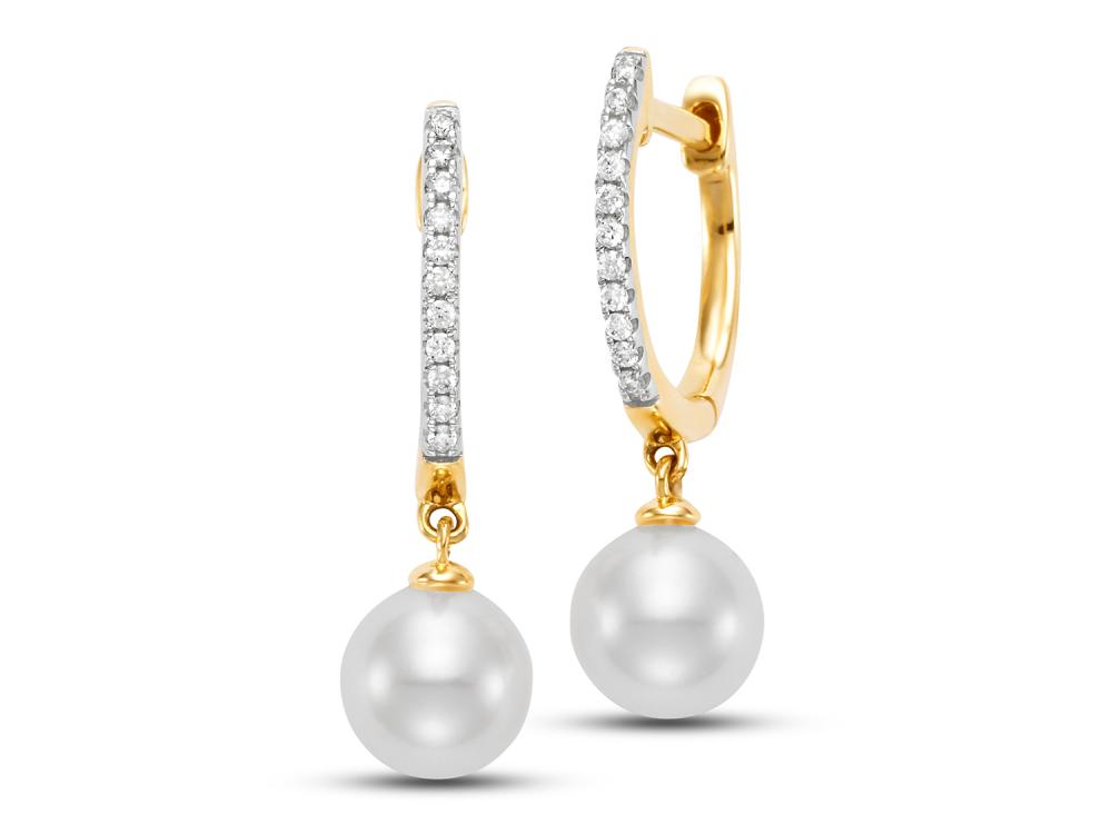 14k Yellow Gold Pearl Earrings