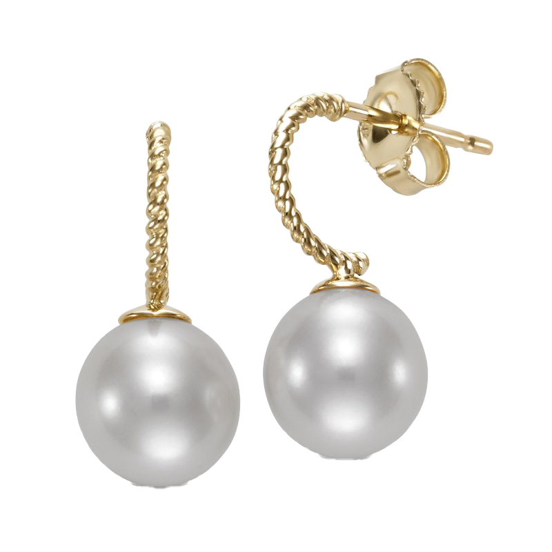 14k Yellow Gold Pearl Earrings